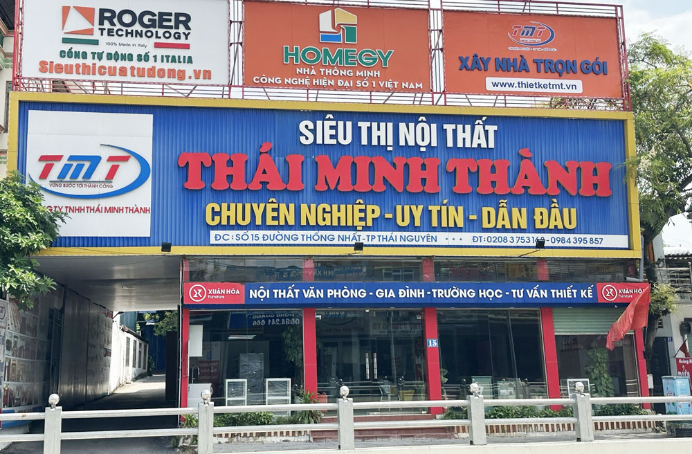 Showroom tại Thái Nguyên của Công ty TNHH Thái Minh Thành được đặt tại số 15, đường Thống Nhất, phường Tân Lập, TP. Thái Nguyên.