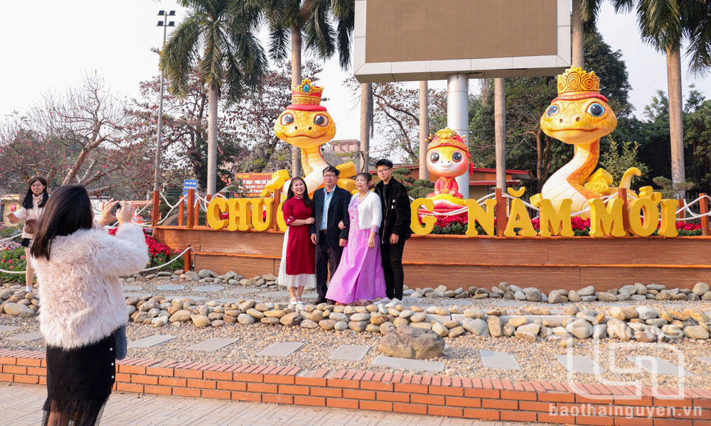 Dàn linh vật bé Na với vẻ ngoài dễ thương thu hút nhiều người tới chụp ảnh.