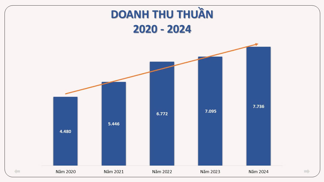 Doanh thu thuần Công ty CP Đầu tư và Thương mại TNG giai đoạn 2020-2024. 