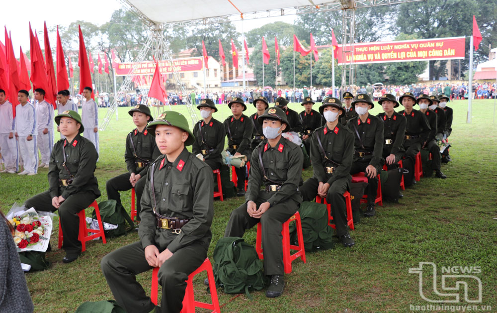 Các tân binh TP. Sông Công tại Lễ giao nhận quân năm 2024.