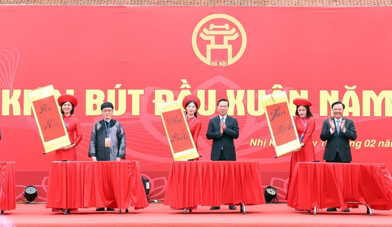 Chủ tịch nước Võ Văn Thưởng dự khai bút đầu xuân tại Hà Nội