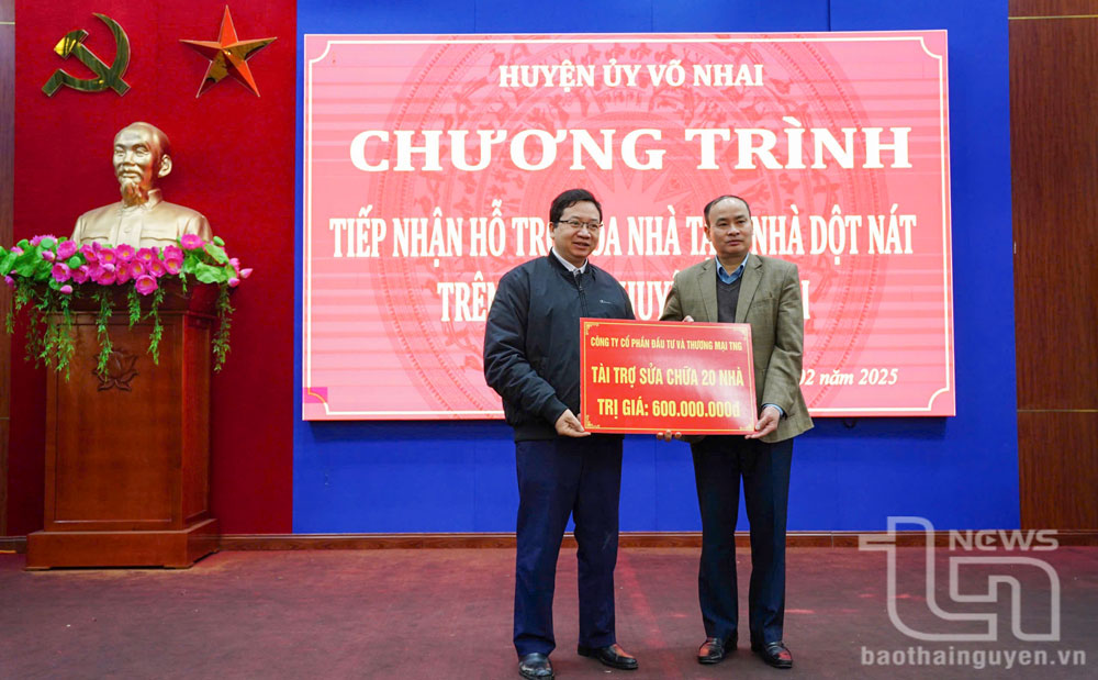 Huyện Võ Nhai tiếp nhận hỗ trợ từ Công ty cổ phần Đầu tư và Thương mại TNG.