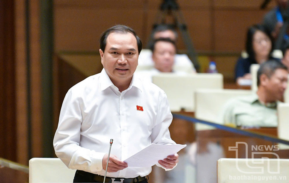 Phó Giáo sư, Tiến sĩ Nguyễn Công Hoàng, đại biểu Quốc hội khóa XV, phát biểu tại kỳ họp Quốc hội.