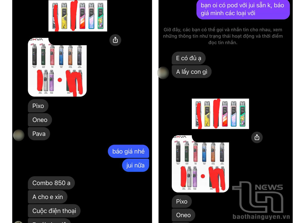 Thuốc lá điện tử dễ dàng mua online qua mạng xã hội Facebook, Zalo.