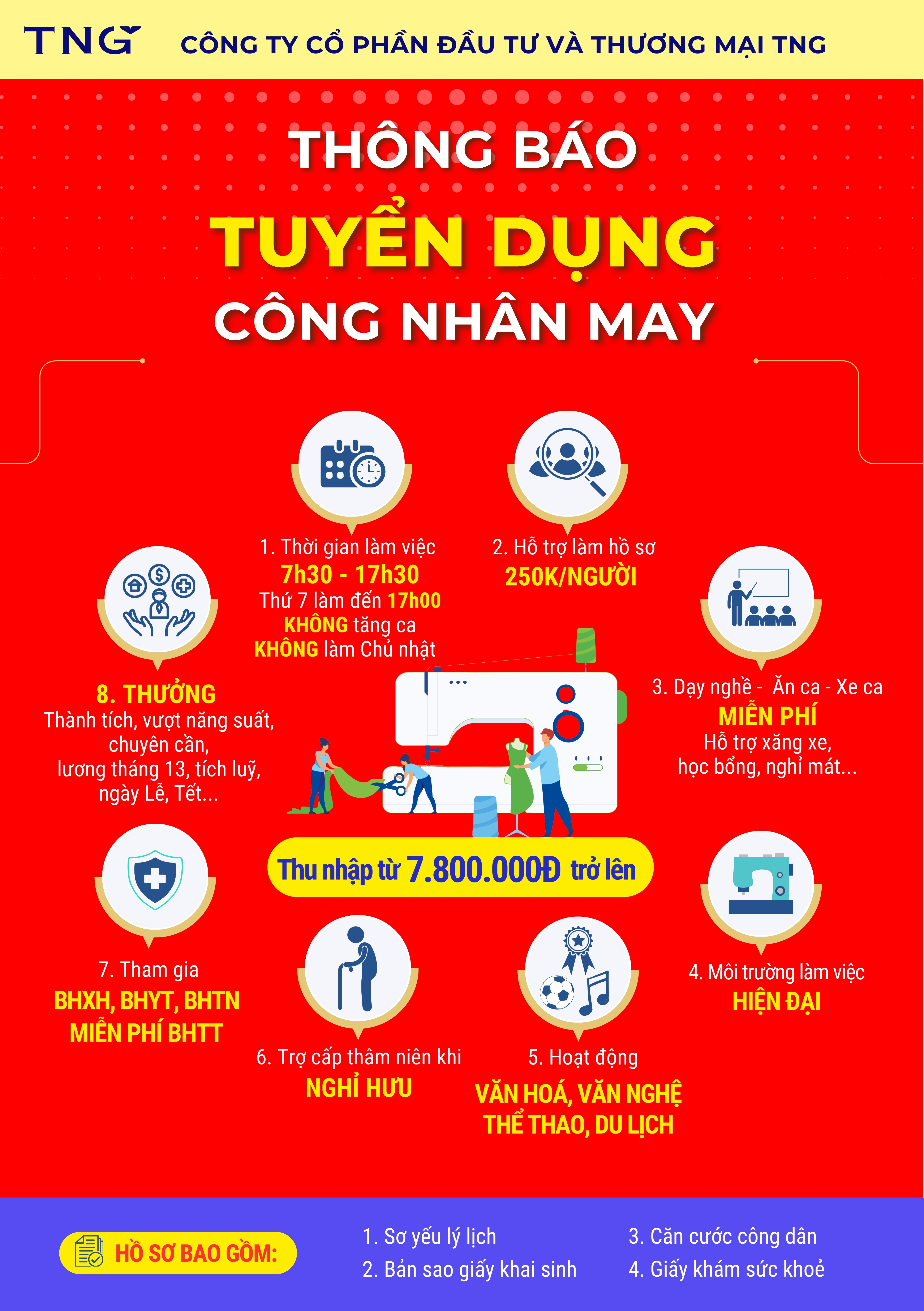 Công ty cổ phần Đầu tư và Thương mại TNG thông báo tuyển dụng