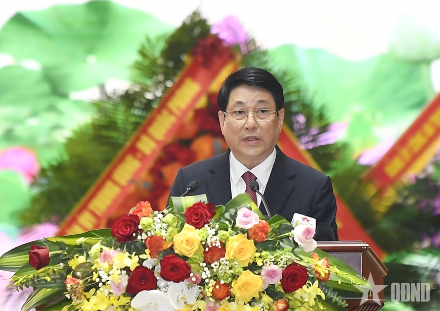 Chủ tịch nước Lương Cường phát biểu tại buổi lễ. Ảnh: qdnd.vn