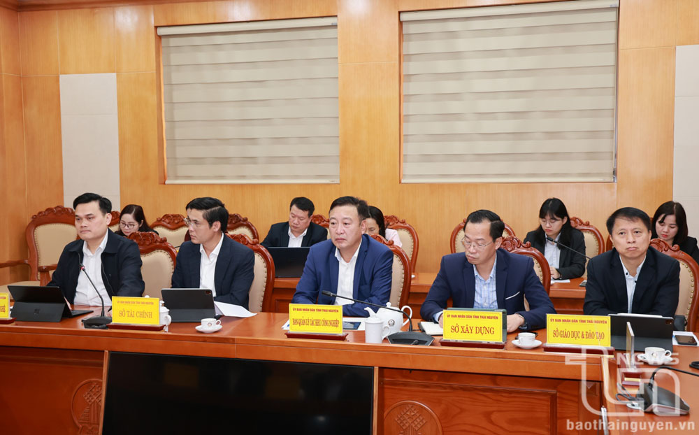 Lãnh đạo các sở, ngành của tỉnh Thái Nguyên tham dự buổi làm việc.