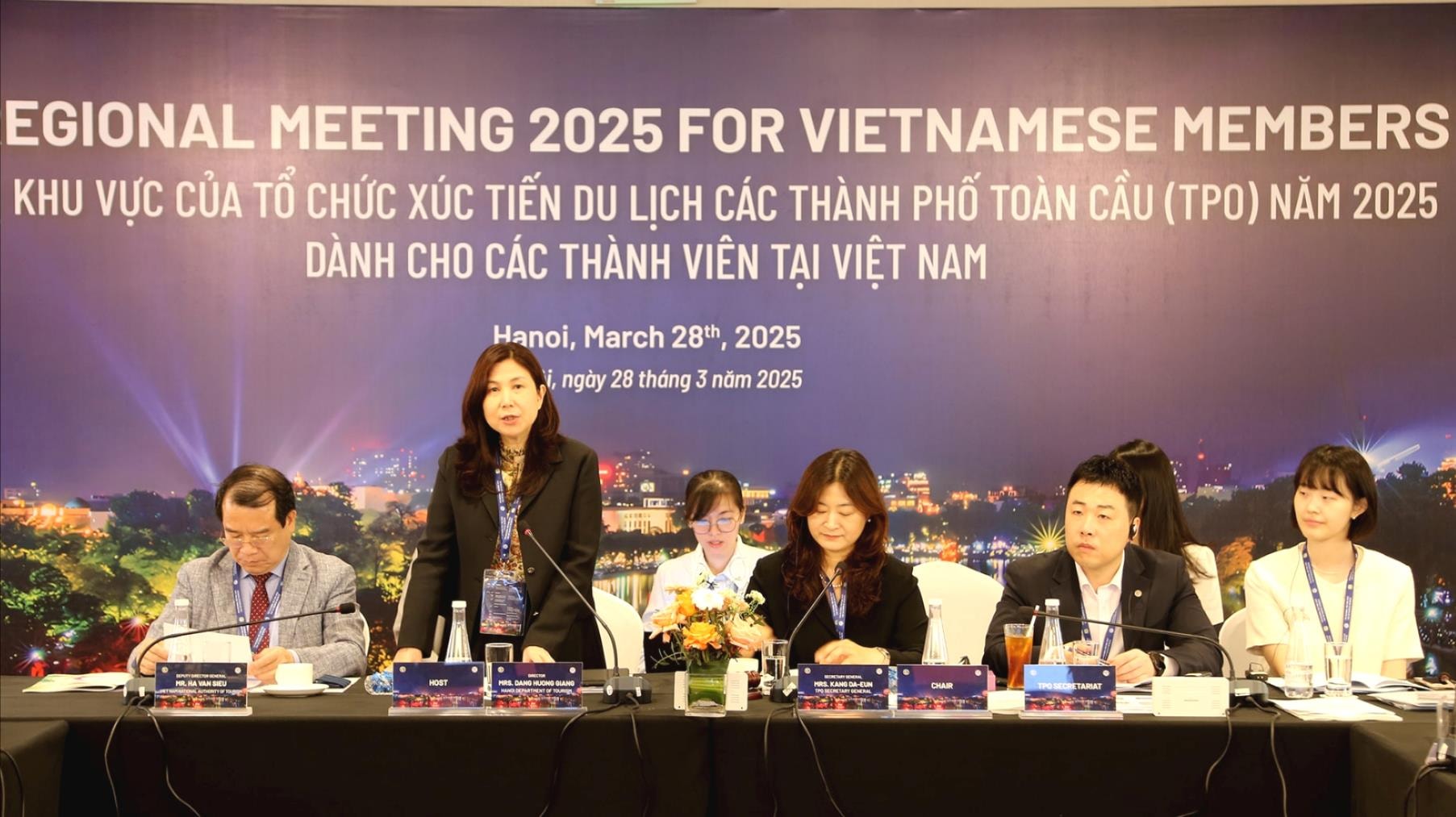 Giám đốc Sở Du lịch Hà Nội Đặng Hương Giang phát biểu tại hội nghị. Ảnh: Linh Tâm