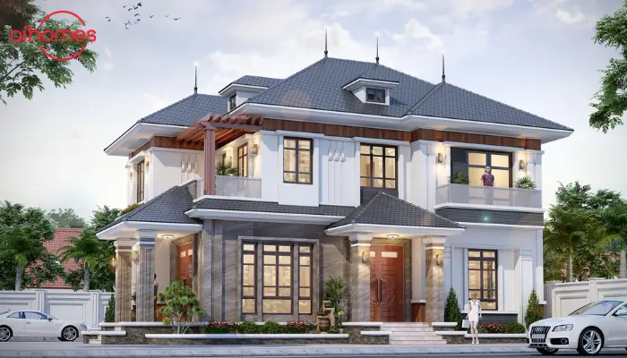  
Mẫu biệt thự mái Nhật 2 tầng do Viettel Construction AIOHomes thiết kế