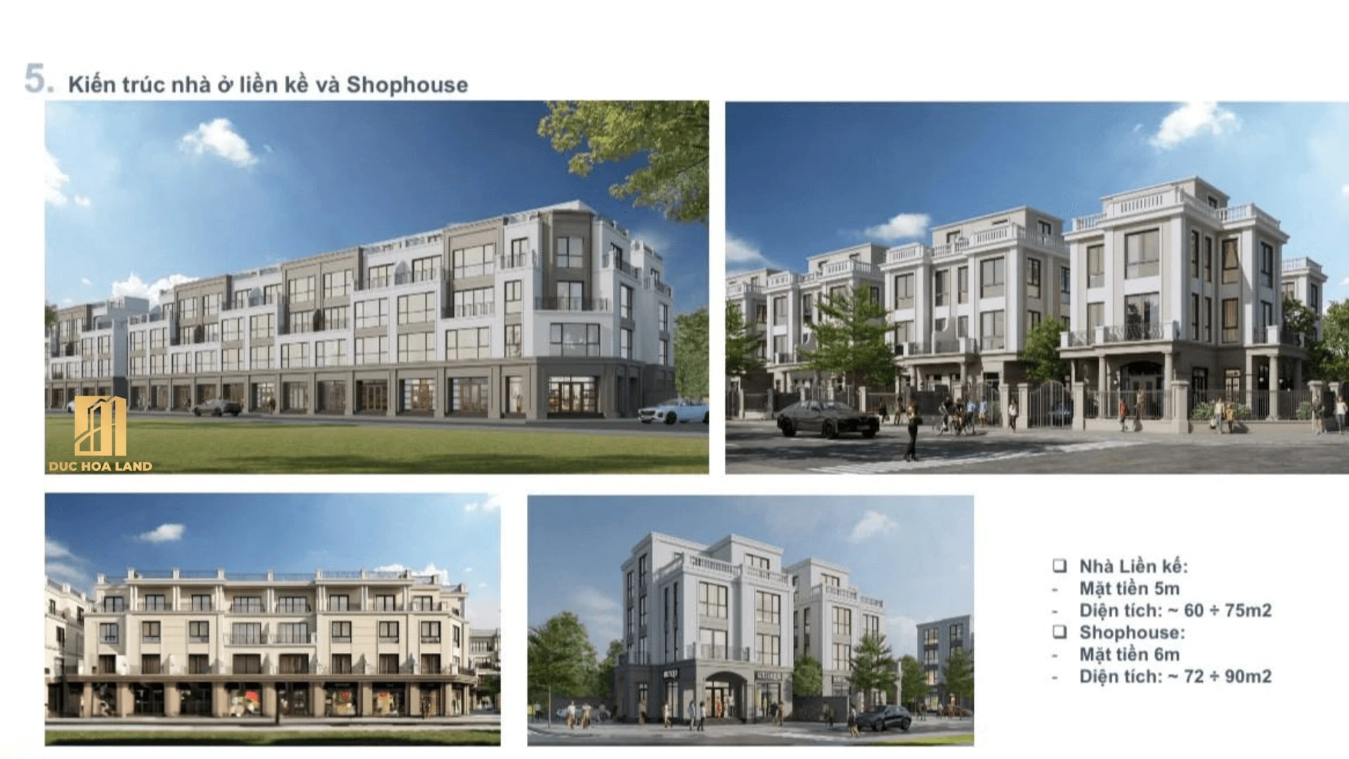 Kiến trúc nhà ở liền kề và shophouse tại Vinhomes Green City