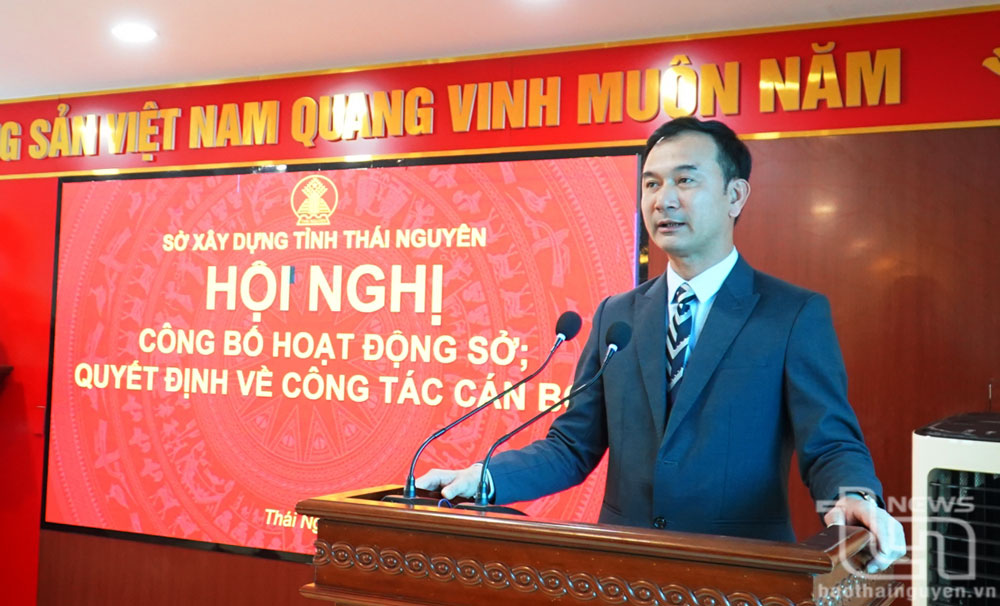 Giám đốc Sở Xây dựng Thái Nguyên Phạm Quang Anh phát biểu tại Hội nghị.