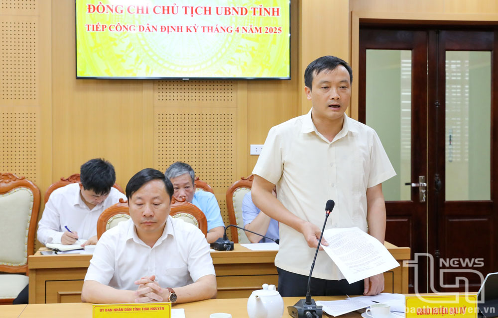 Lãnh đạo huyện Đại Từ phát biểu tại buổi tiếp.
