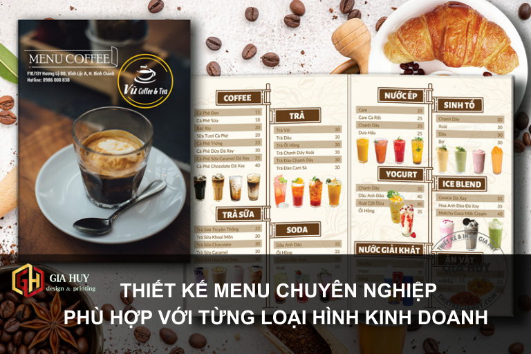  
Gia Huy thiết kế menu đẹp cho nhiều loại hình kinh doanh trên đa dạng các loại chất liệu in