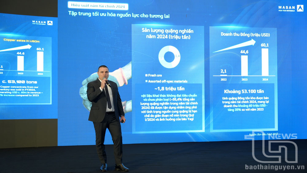 Ông Ashley McAleese, Tổng Giám đốc Masan High-Tech Materials chia sẻ tại Đại hội.