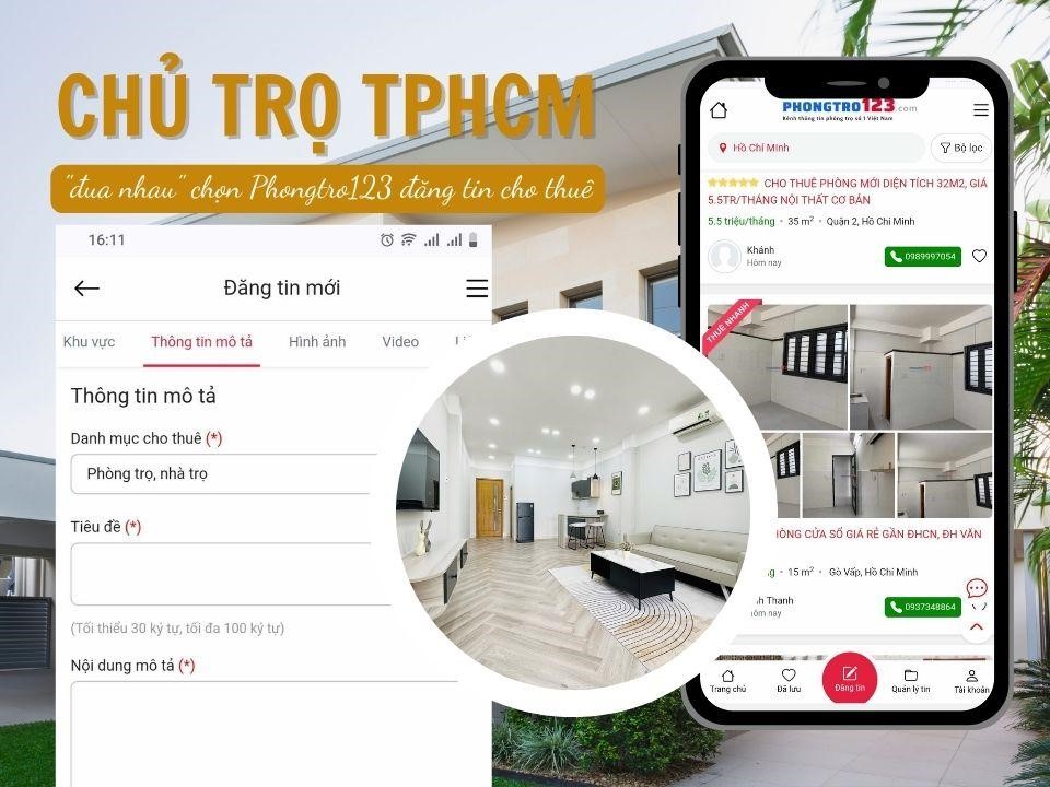 Chủ trọ TP. Hồ Chí Minh "đua nhau" chọn Phongtro123 đăng tin cho thuê