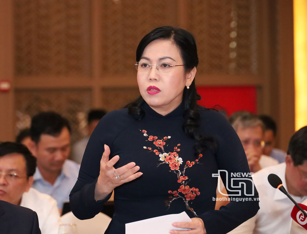 Đồng chí Bí thư Tỉnh ủy Thái Nguyên Nguyễn Thanh Hải phát biểu tham luận tại Hội nghị.
