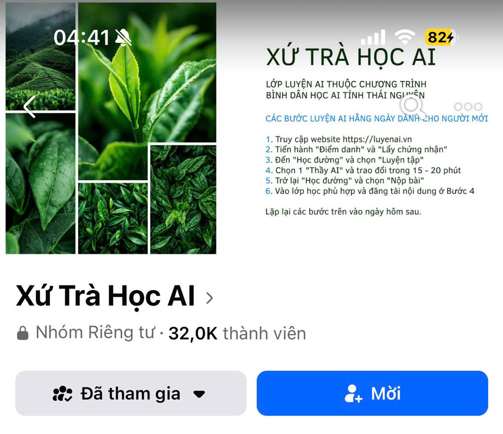 Nhóm Xứ trà học AI hiện có hơn 32.000 thành viên tham gia.