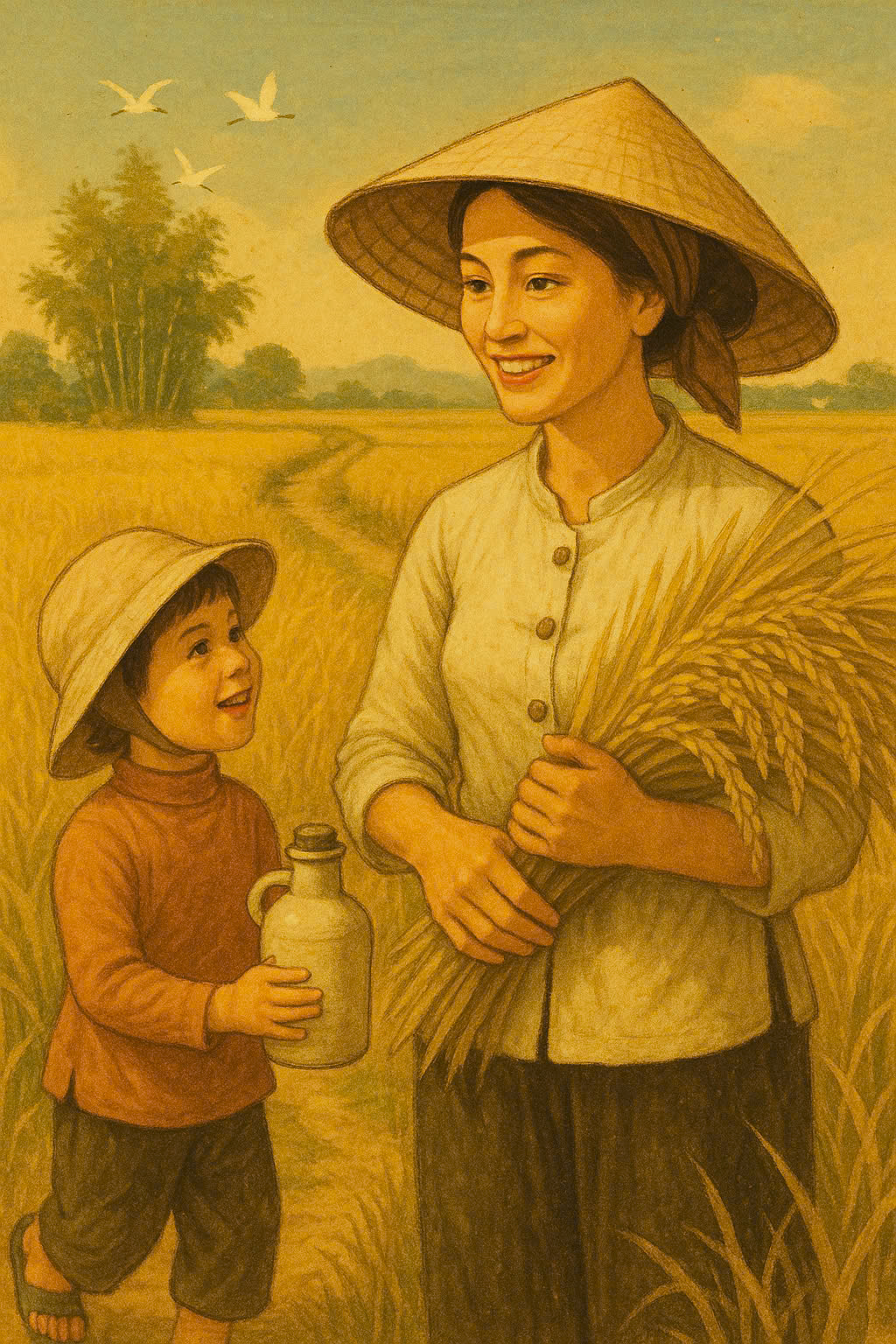 Cánh đồng đầy gió như miền thương nhớ đầy nắng không bao giờ tắt trong trái tim tôi.