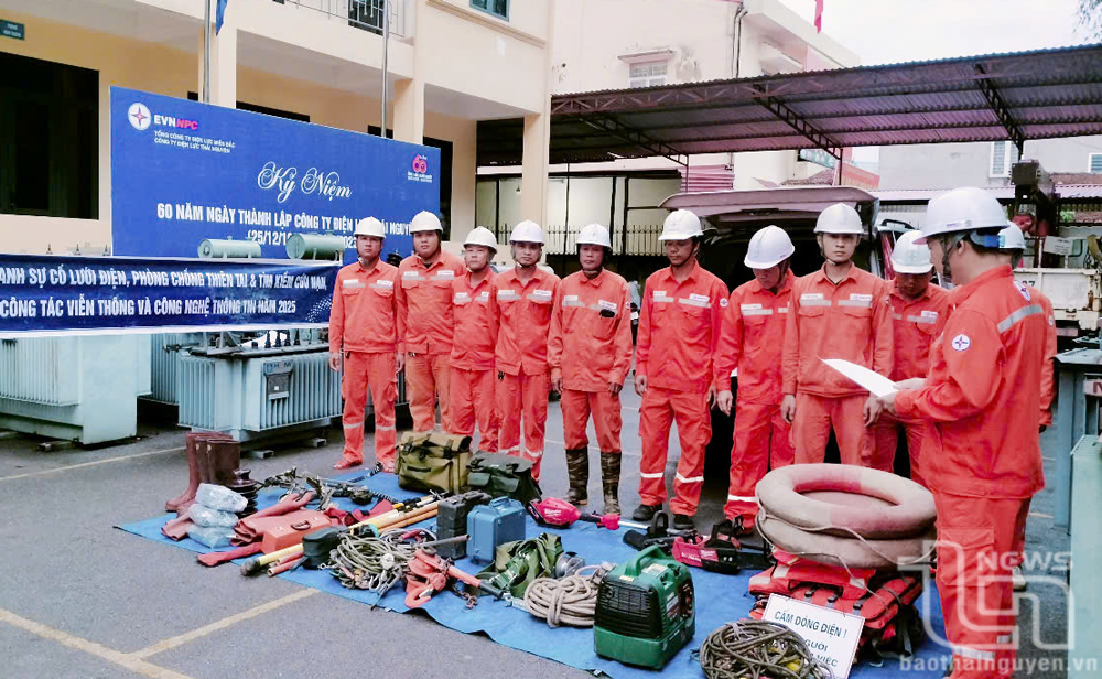 Điện lực Phú Bình diễn tập phòng chống sự cố do thiên tai