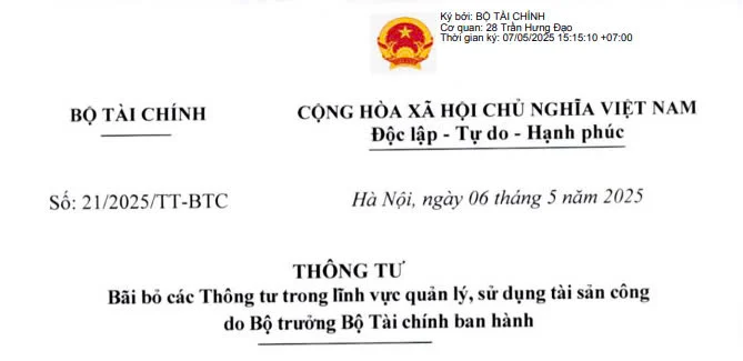 Bãi bỏ 03 Thông tư trong lĩnh vực quản lý, sử dụng tài sản công