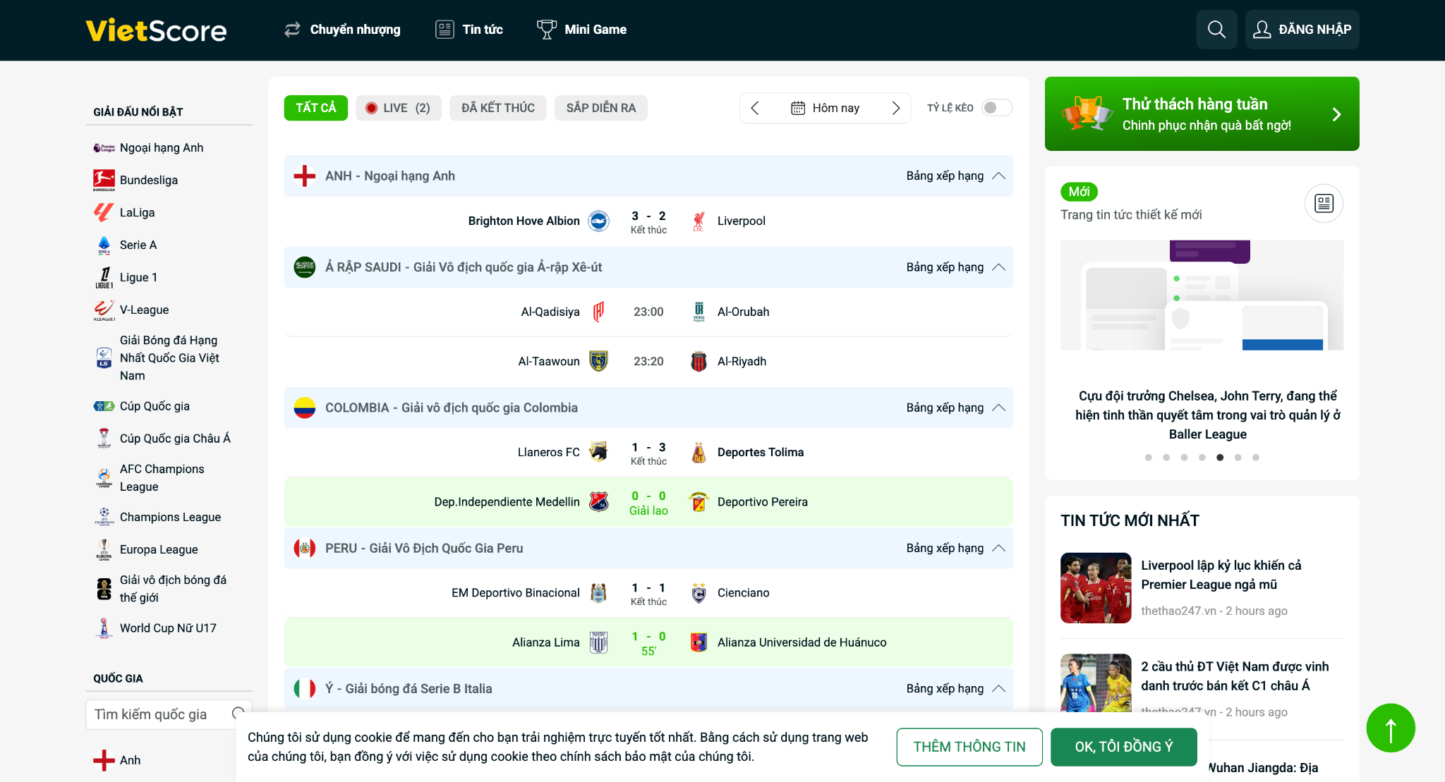 Vietscore.com - cập nhật thống kê bóng đá toàn diện, ưu tiên giải V-League và sắp ra mắt ứng dụng di động thông minh