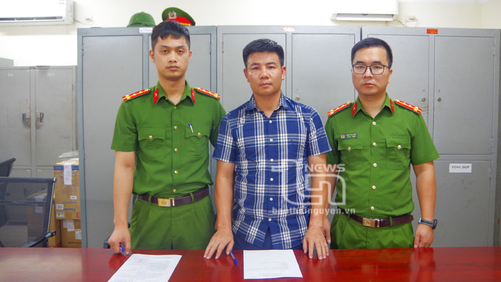 Đối tượng Đạt tại Cơ quan Cảnh sát điều tra, Công an tỉnh Thái Nguyên.