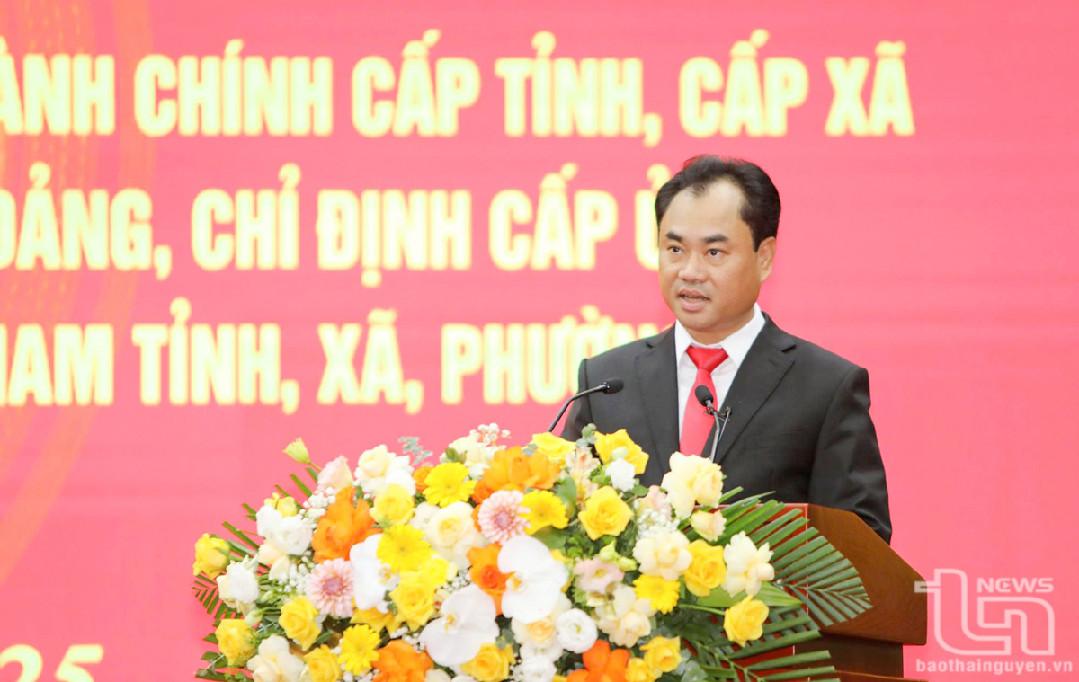 Đồng chí Bí thư tỉnh ủy Thái Nguyên Trịnh Việt Hùng phát biểu.