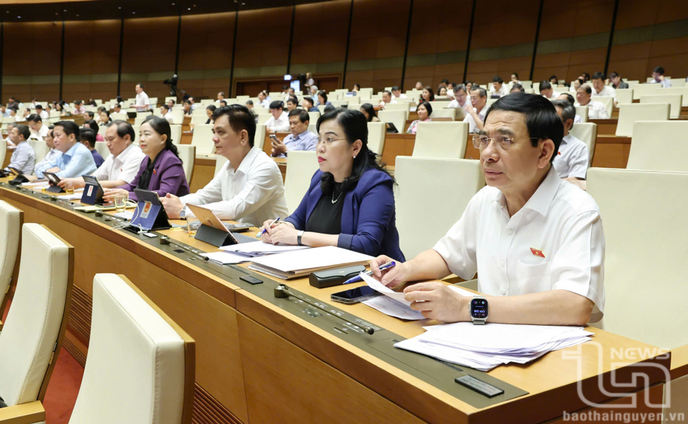 Đoàn đại biểu Quốc hội tỉnh Thái Nguyên dự chương trình chất vấn tại Kỳ họp.