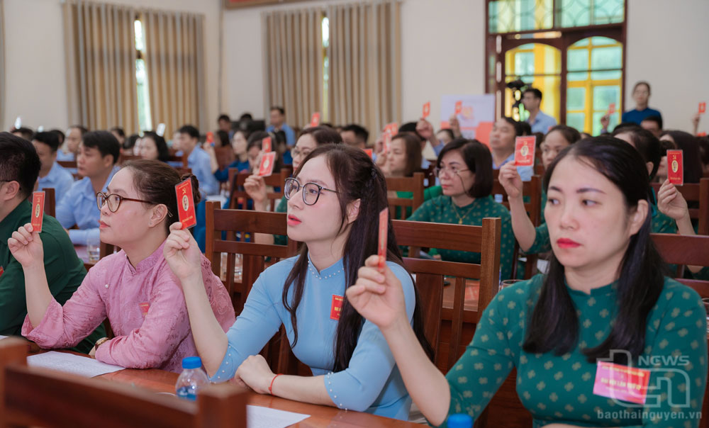 Đại biểu biểu quyết tại Đại hội.