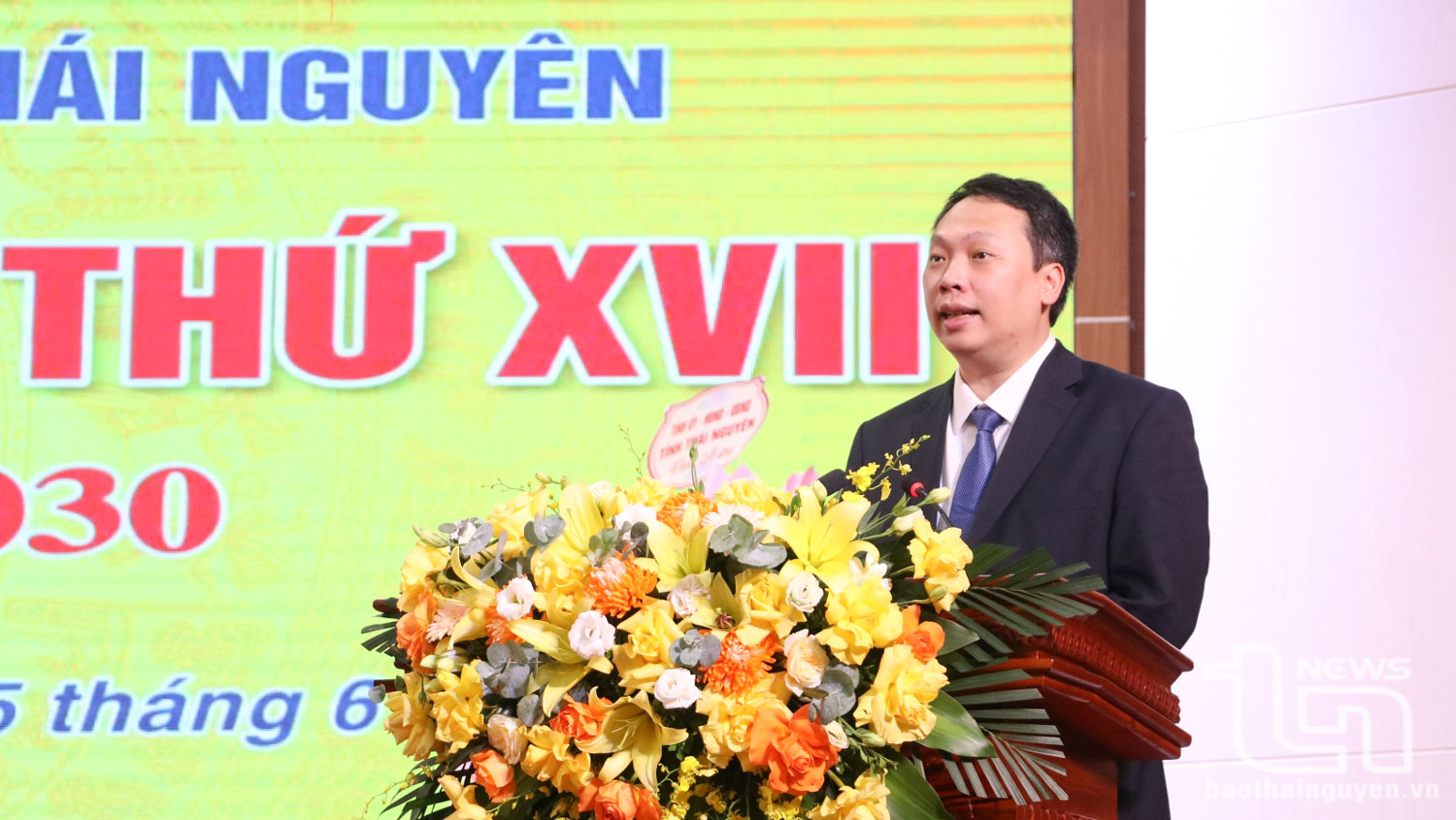 Đồng chí Nguyễn Huy Dũng, Phó Bí thư Tỉnh ủy, Chủ tịch UBND tỉnh phát biểu tại Đại hội.