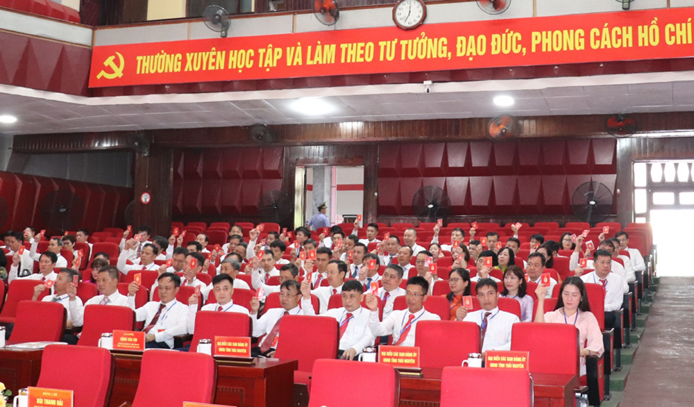 Các đại biểu biểu quyết tại Đại hội.