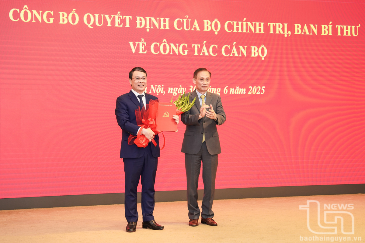 Đồng chí Lê Hoài Trung trao Quyết định cho đồng chí Đặng Khánh Toàn. 