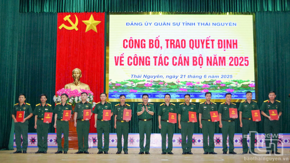 Bộ Chỉ huy Quân sự tỉnh Thái Nguyên hoàn thành kiện toàn cán bộ sau khi sáp nhập
