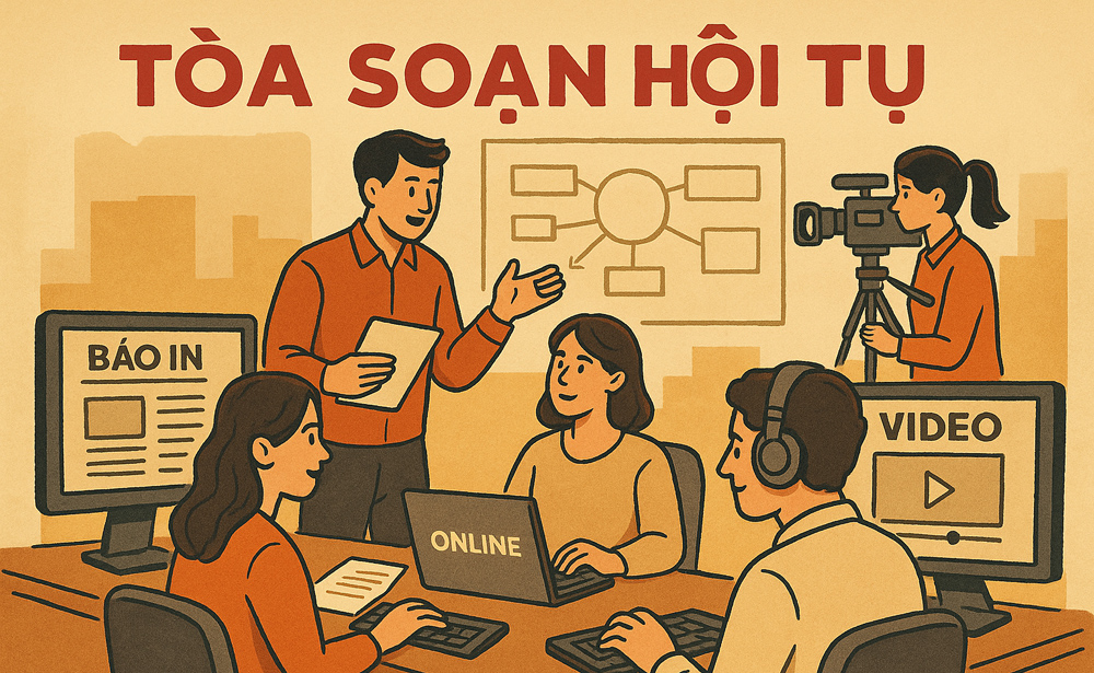 Mô hình tòa soạn hội tụ. Minh họa: AI