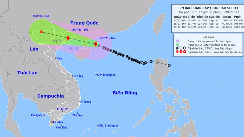 Bão số 1 di chuyển nhanh, cách Móng Cái khoảng 400km