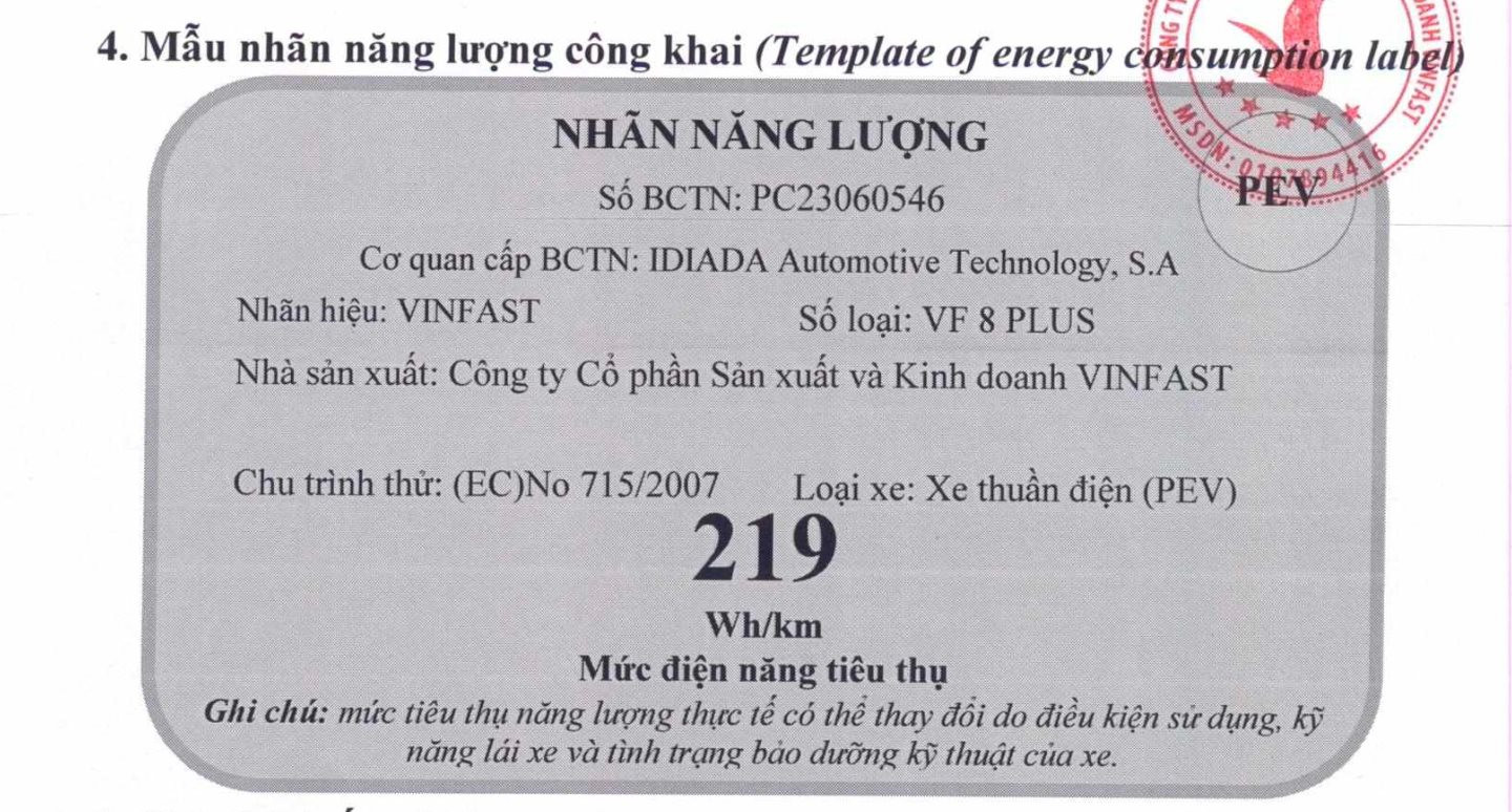 Hé lộ mức tiêu thụ năng lượng của xe điện VinFast VF 8 và VF e34
