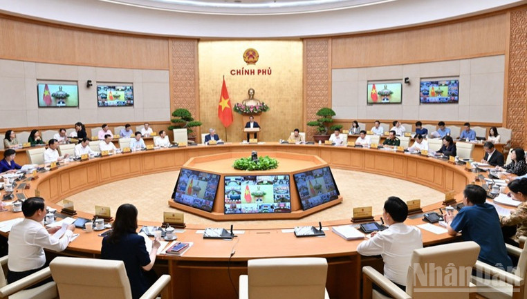 Quang cảnh Hội nghị trực tuyến của Chính phủ với các địa phương.