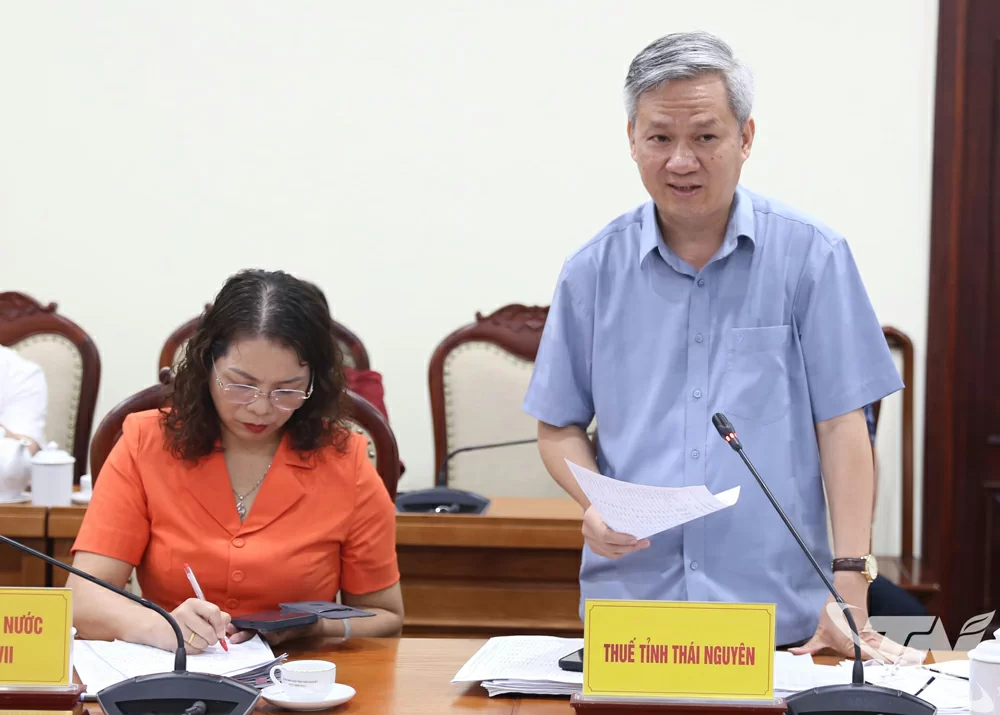 Lãnh đạo cơ quan Thuế tỉnh Thái Nguyên báo cáo tiến độ công tác thu ngân sách và nhiệm vụ những tháng cuối năm.