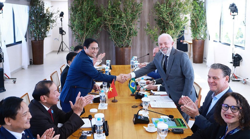  Thủ tướng Phạm Minh Chính hội đàm với Tổng thống Brazil Luiz Inacio Lula da Silva. Ảnh: VGP