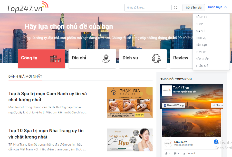 Top247 - Website Review Top spa, thẩm mỹ uy tín TP. Hồ Chí Minh