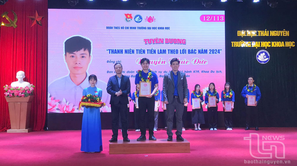 Nguyễn Phúc Đức là một trong những sinh viên được tuyên dương Thanh niên tiên tiến làm theo lời Bác năm 2024 của Trường Đại học Khoa học (Đại học Thái Nguyên).