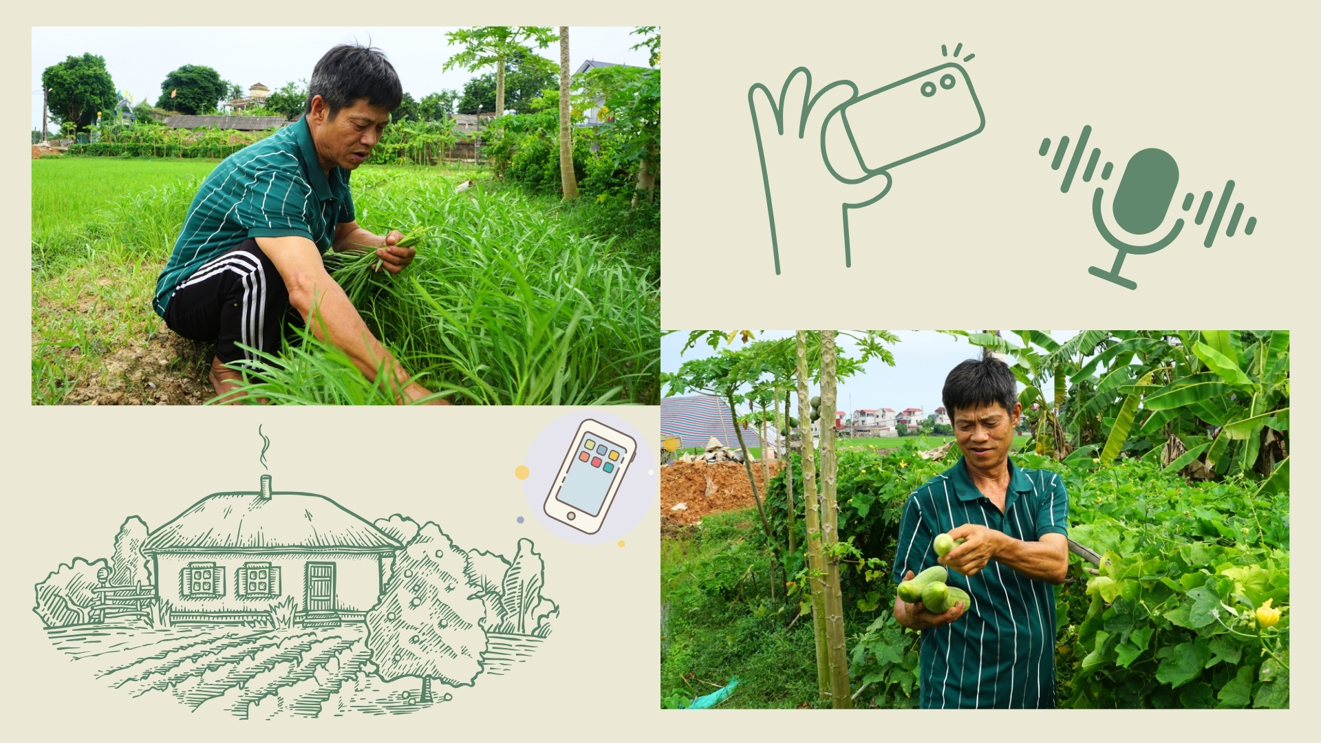 Nhiều hình ảnh, hoạt động bình dị ở làng quê được ông Minh đưa vào trong các video.