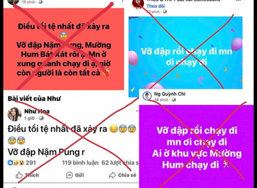 Một số trang facebook đăng thông tin vỡ đập không đúng sự thật. 