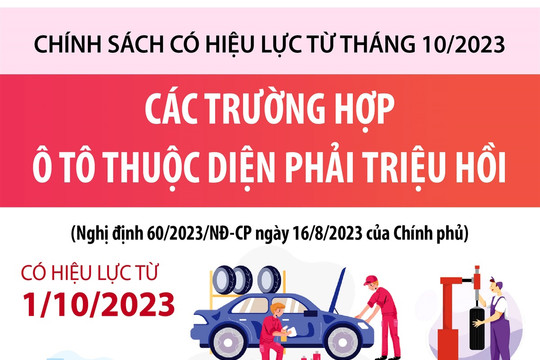 Các trường hợp ô tô thuộc diện phải triệu hồi từ 1-10
