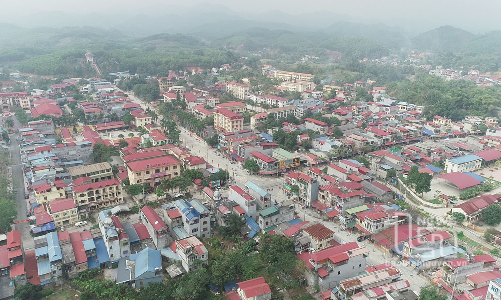 Trung tâm thị trấn Chợ Chu - đô thị lớn nhất của huyện theo Đồ án Quy hoạch vùng huyện Định Hóa đến năm 2045.