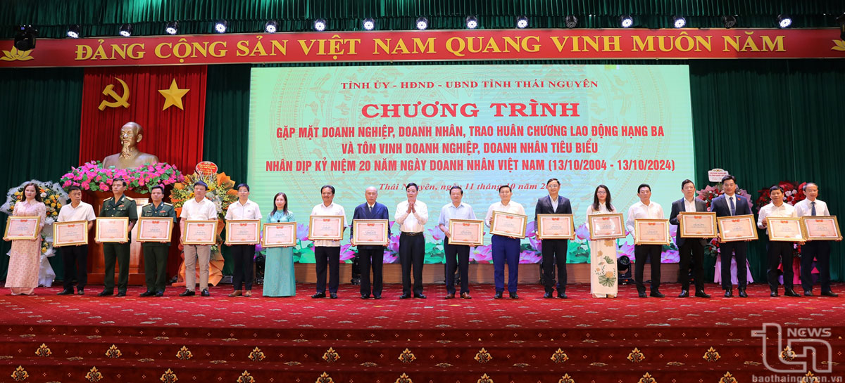 Đồng chí Phó Chủ tịch Thường trực UBND tỉnh Đặng Xuân Trường trao Bằng khen cho đại diện các tập thể, cá nhân.
