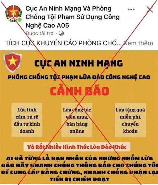 Một trang thông tin giả mạo hoạt động lừa đảo chiếm đoạt tài sản trên không gian mạng.