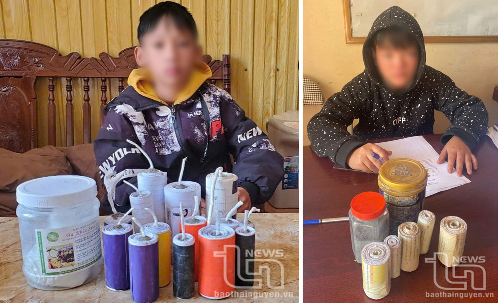Phú Bình: 10 học sinh giao nộp gần 4kg pháo nổ và thuốc pháo